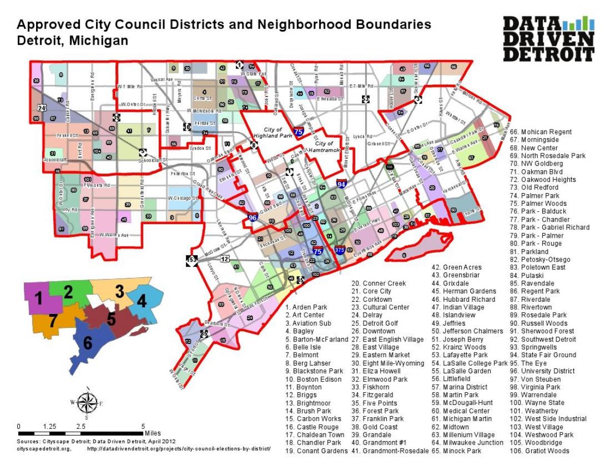linnaosa Detroit kaart