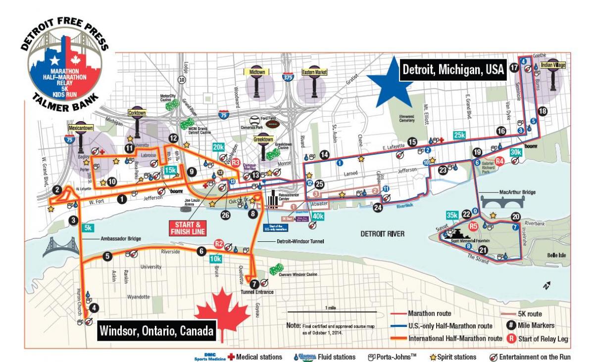 kaart Detroit maraton