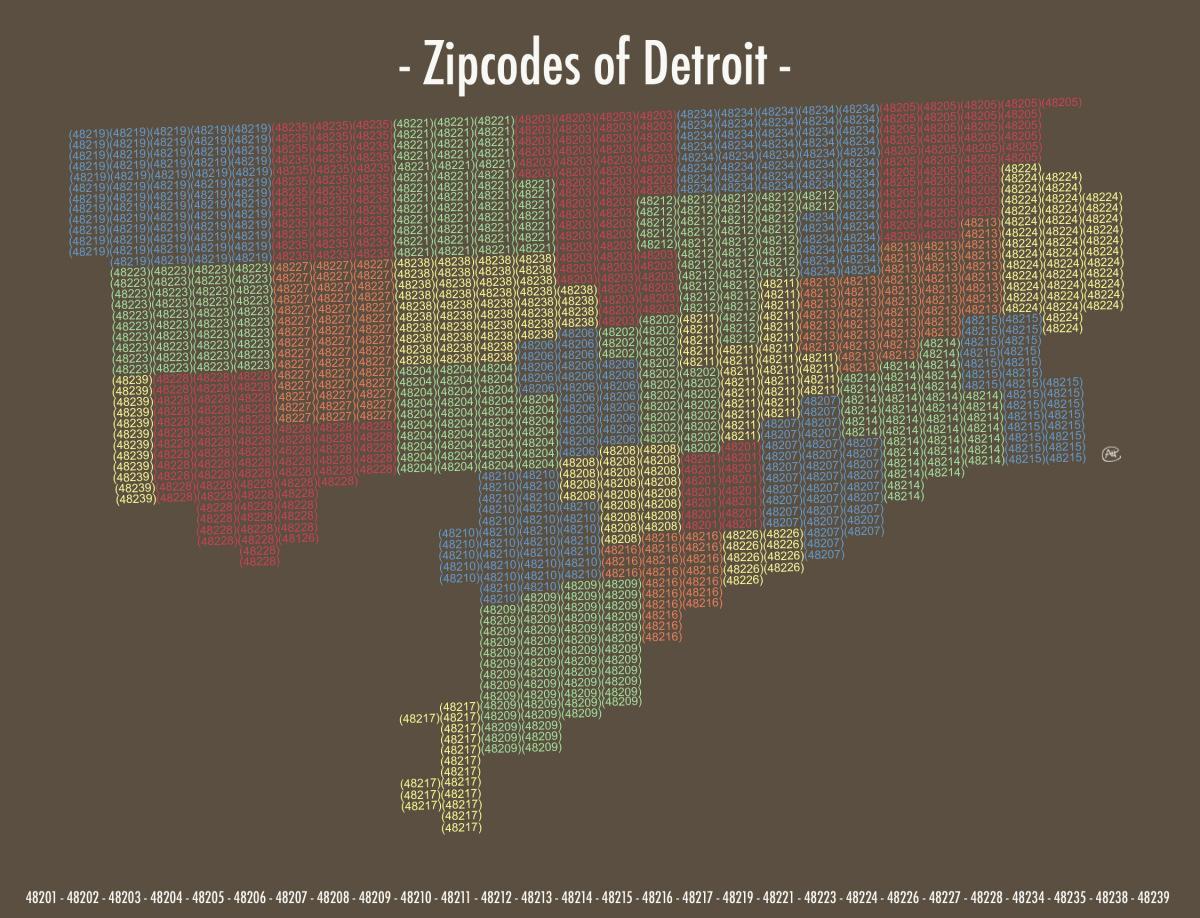zip code kaart Detroit