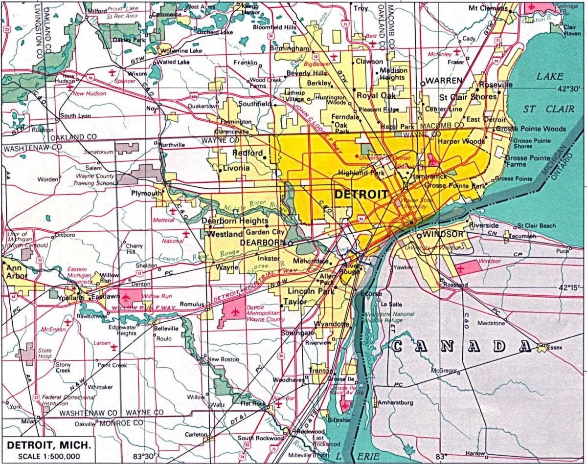 äärelinnas Detroit kaart